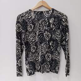 Talbots Women's Black Floral Knit Cardigan Size S NWT alternative image