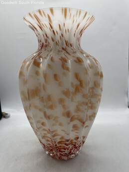 Murano White And Brown Crystal Vase