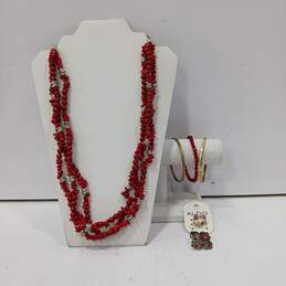 Bundle of Assorted Red Costume Jewelry