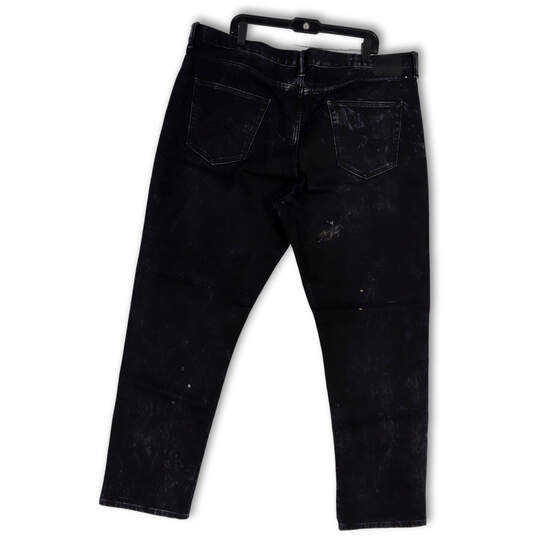 Womens Black Dark Wash Stretch Pockets Straight Leg Jeans Size W42xL32 image number 2