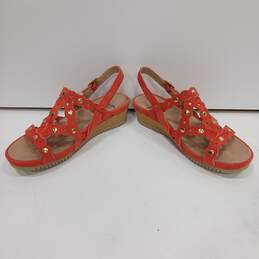 Earth Ficus Leo Women's Bright Coral Wedge Sandals Size 6M alternative image