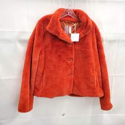 Rino & Pelle Women's Orange Real Faux Button Up Jacket Size 42 NWT