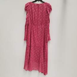 NWT Womens Pink Embroidered Long Sleeve Surplice Neck Wrap Dress Size 10 alternative image