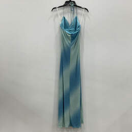 Womens Blue Green V-Neck Sleeveless Back-Tie Maxi Dress Size 7/8 alternative image