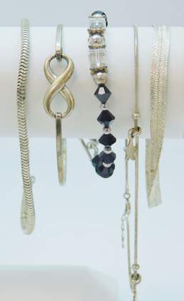 Sterling Silver Pearl Bead & Herringbone Chain Bracelets 34.9g