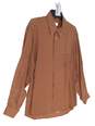 Men Brown Long Sleeve Spread Collar Solid Button Up Shirt Size Large image number 2