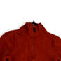 Womens Orange 1/4 Zip Mock Neck Long Sleeve Pullover Sweater Size M image number 4
