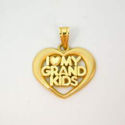 14K Yellow Gold 'I Love My Grand Kids' Heart Pendant 1.5g alternative image