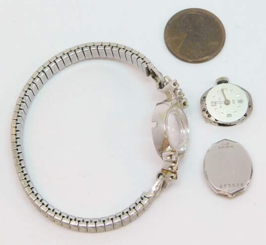 Vintage 14K White Gold 0.20 CTTW Diamond Case Bulova 23 Jewel Ladies Watch 13.6g image number 10
