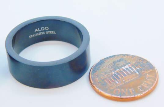 2 Men's Aldo Black Stainless Steel Band Rings 19.1g image number 3