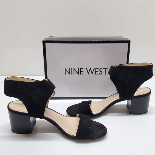Nine West Women's Suede  Black Garden Bay Block Heel Sandals Sz 8.5M image number 1