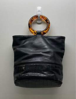 Free People Leather Tortoiseshell Ring Handbag Black