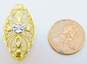 10K Two Tone Gold Ornate Openwork Floral Pendant 2.3g image number 4