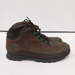 Timberland Men's Brown And Green Leather Hiking Boots Size 10.5 M