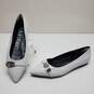 Calvin Klein Women's White Leather Angel Pointed-Toe Buckle-Detail Flat Size 7M image number 1