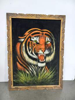 Black Velvet Tiger Framed Painting 25 x 35 in