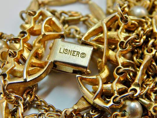 VNTG Lisner BSK & Fash Black & Gold Tone Clip Earrings Necklace & Bracelet image number 10