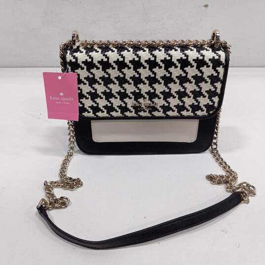 Buy the Kate Spade Black Multicolor Woven Houdstooth Remi Flap