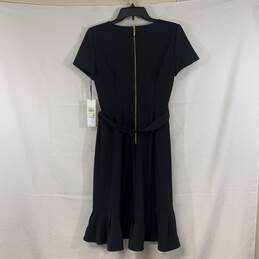 Women's Black Calvin Klein Belted Ruffled Sheath Dress, Sz. 4 alternative image