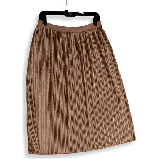 Womens Rose Gold Pleated Elastic Waist Midi A-Line Skirt Size Large image number 1