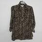 Animal Print Zip UP Long Button Sleeve Blouse image number 1