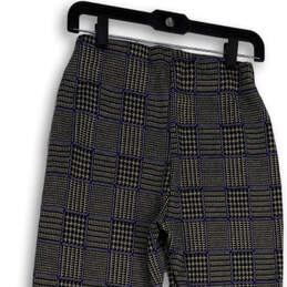Womens Blue Gray Plaid Elastic Waist Flat Front Trouser Pants Size M alternative image