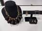Set Of Assorted Gold Tone & Brown Gemstone Fashion Costume Jewelry image number 1