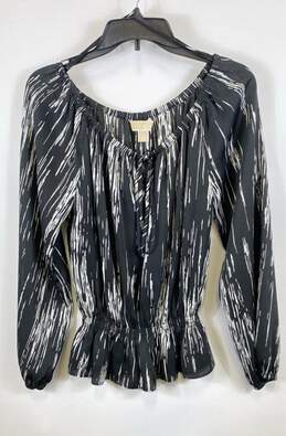 Michael Womens Black Long Balloon Sleeve V-Neck Pullover Blouse Top Size Medium