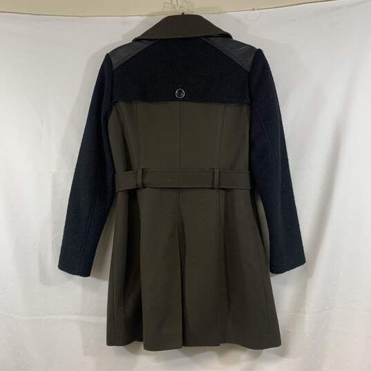 Women's Brown/Black DKNY Double-Breasted Coat, Sz. S image number 2