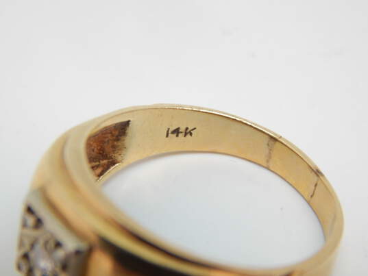 Men's Vintage 14K Yellow Gold 0.10 CTTW Round Diamond Ring 7.3g image number 7