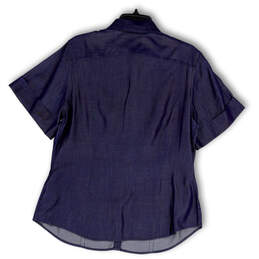 NWT Mens Blue Short Cuff Sleeve Spread Collar Button-Up Shirt Size 14 alternative image