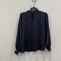 Womens Blue Long Sleeve Mock Neck Pullover Blouse Top Size Medium image number 2