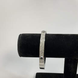 Designer Michael Kors Silver-Tone Rhinestone Hinged Bangle Bracelet