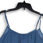 NWT Women Blue Sequin Pleated Front V-Neck Spaghetti Strap Tank Top Sz XXL image number 4