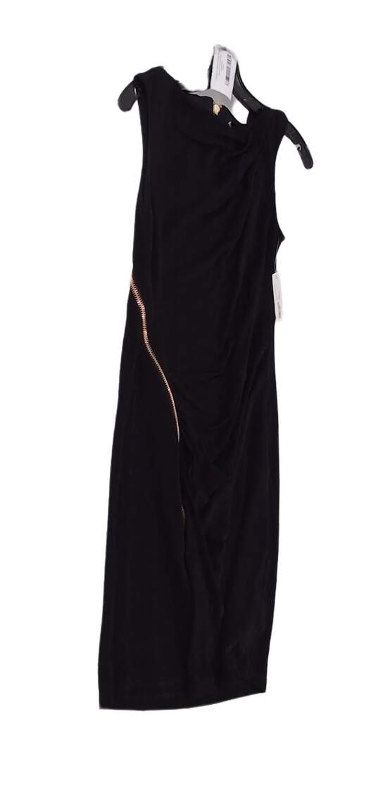 NWT Womens Black Back Zip Sleeveless Boat Neck Sheath Dress Size XS image number 3