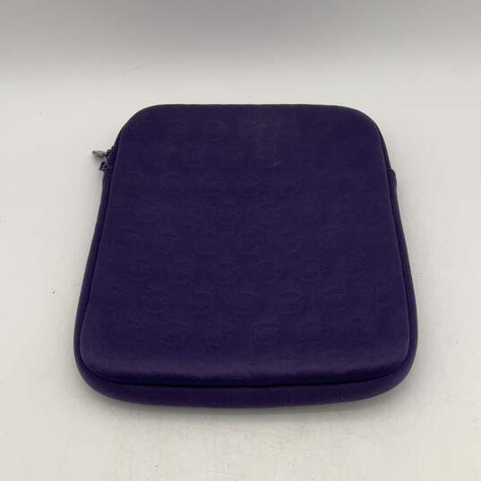 Michael Kors Womens Purple Monogram Embossed Soft Zipper IPad Tablet Case image number 2