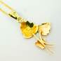 14K Yellow & Rose Gold Etched Leaf Pendant Necklace 1.0g image number 4
