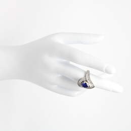 Sterling Silver Blue Sapphire with CZ Accents Ring, Size 6 - 6.4g alternative image