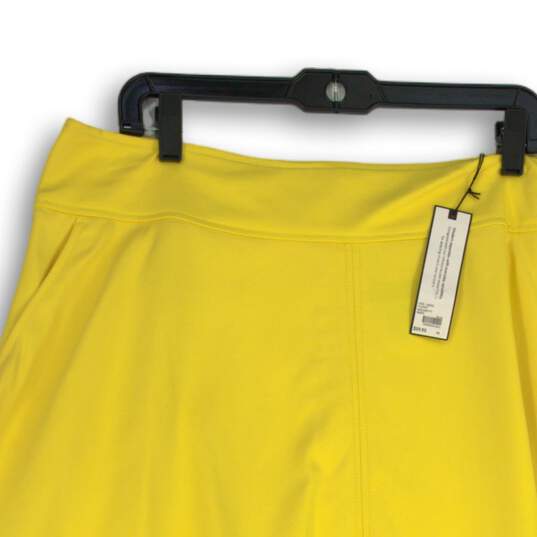 NWT Womens Yellow Back-Zip Slash Pocket Knee-Length Flare Skirt Size 14 image number 3