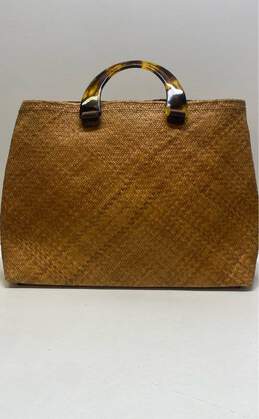 AsiaPhile Tortoise Shell Handle Woven Tote Beige alternative image