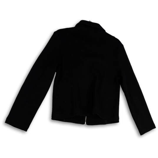 NWT Womens Black Notch Lapel Long Sleeve Pockets Full-Zip Biker Jacket Sz M image number 2