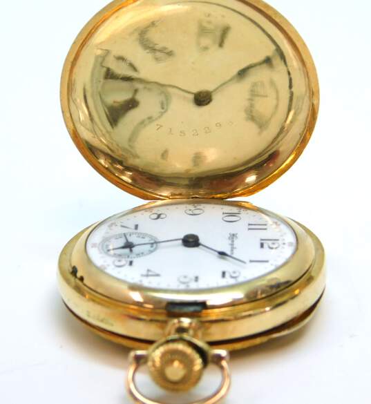 Antique Hampden Diadem 15 Jewels Gold Filled Engraved Hunters Case Pocket Watch 33.5g image number 8