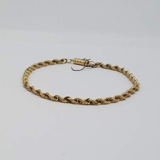 14k Gold 3mm Rope Chain Bracelet 4.5g image number 5