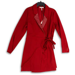 NWT Womens Red Notch Collar Long Sleeve Tie Waist Blazer Dress Size M