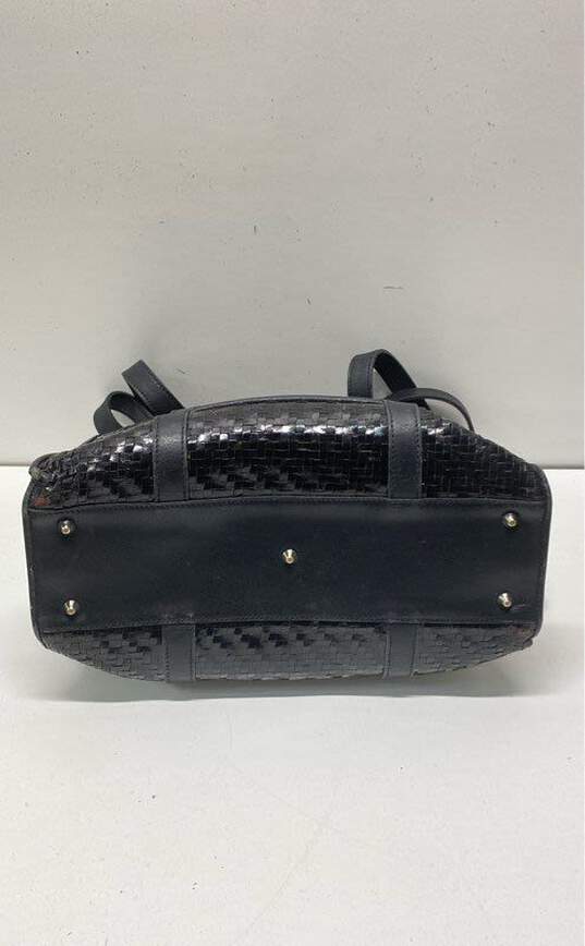 Stephane Kelian Paris Black Patent Woven Leather Tote Bag image number 3
