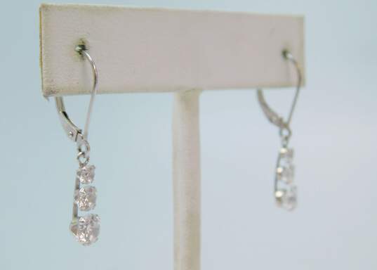 14K White Gold Cubic Zirconia Graduated Drop Earrings 1.4g image number 2