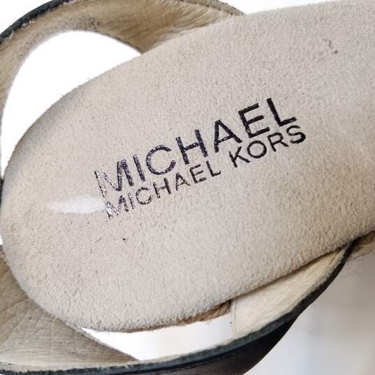 Michael Kors Women's Black Leather Espadrille Heels Size 6 image number 7