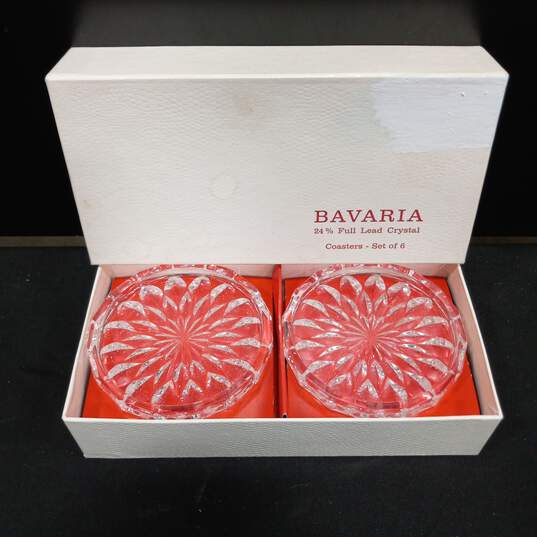 6pc. Set of Bavaria Lead Crystal Coasters in Box image number 3
