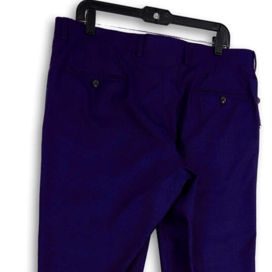 NWT Mens Blue Flat Front Slash Pockets Straight Leg Dress Pants Size 36R image number 1