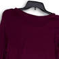 Womens Purple Round Neck Stretch Long Sleeve Pullover T-Shirt Size Large image number 4